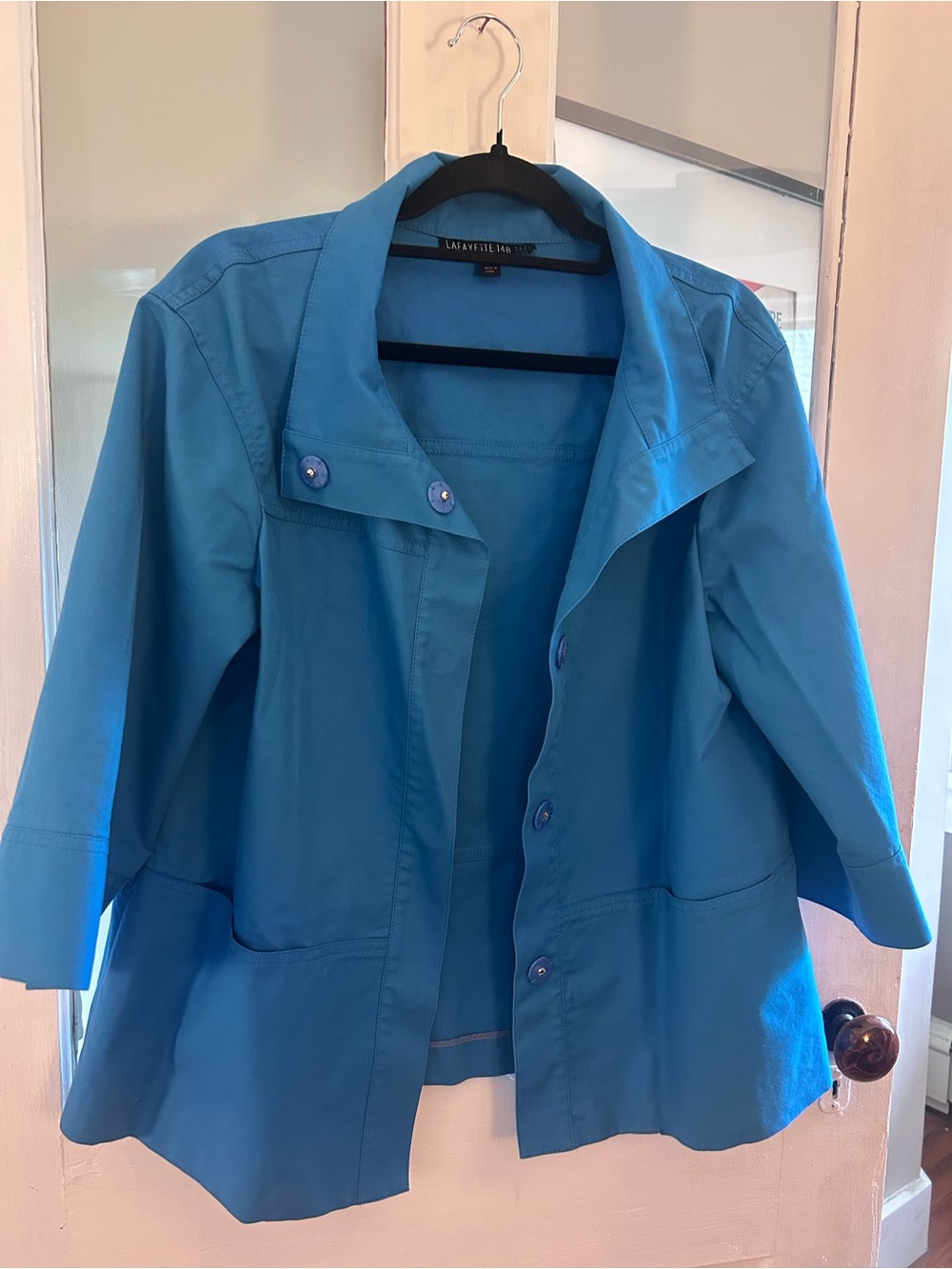 Lafayette 148 New York Teal-Blue Women's Trench Jacket